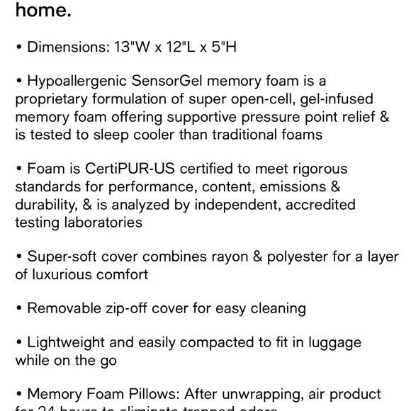 SensorGel Gel Infused Memory Foam U-Neck Travel Pillow - Picture 6 of 6